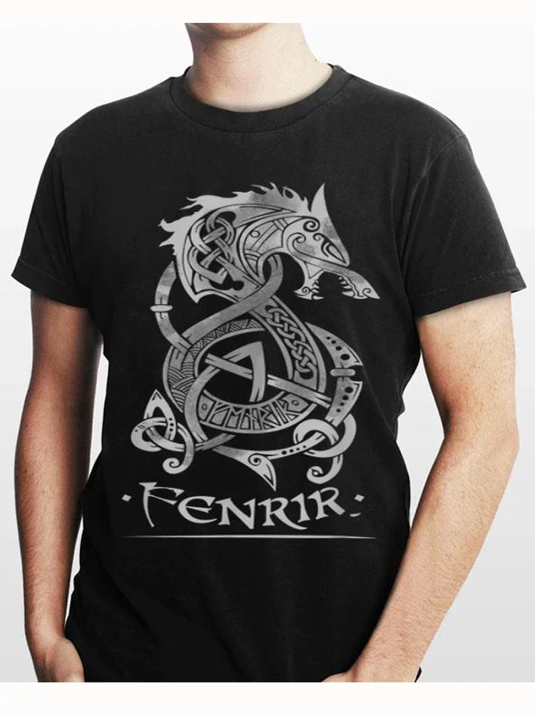 Футболка с изображением скандинавской мифологии волк Одина Фенрир 100% хлопок