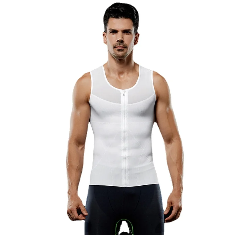 HaleyChan Men Powernet Body Shaper Slimming Vest Chest Compression Shirt Tight Undershirt Fitness Shapewear Corset Waist Trainer