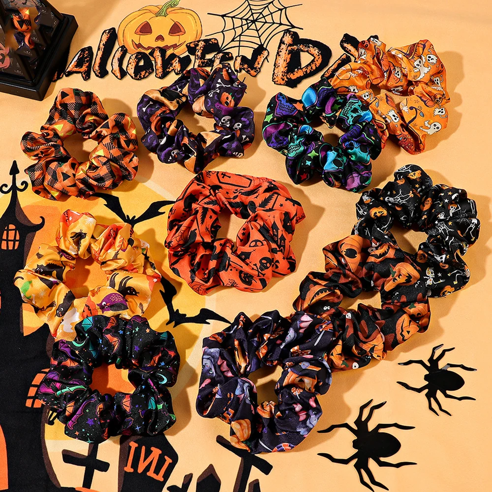 

Halloween Pumpkin Hair Scrunchies Ponytail Holder Hair Tie Women Girls Elastic Hair Rope Rubber Bands Hair Accessories Hair Ties