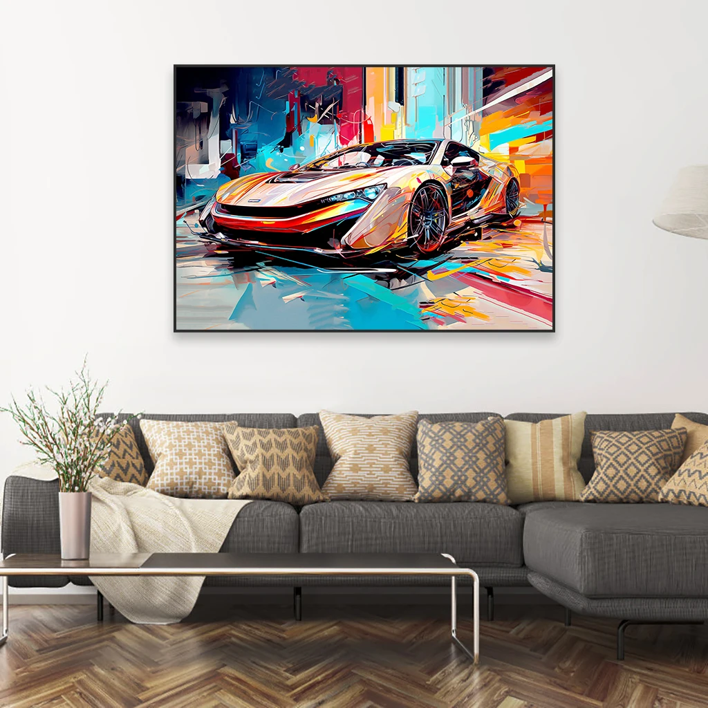 Абстрактный граффити настенный плакат с автомобилем модные автомобильные