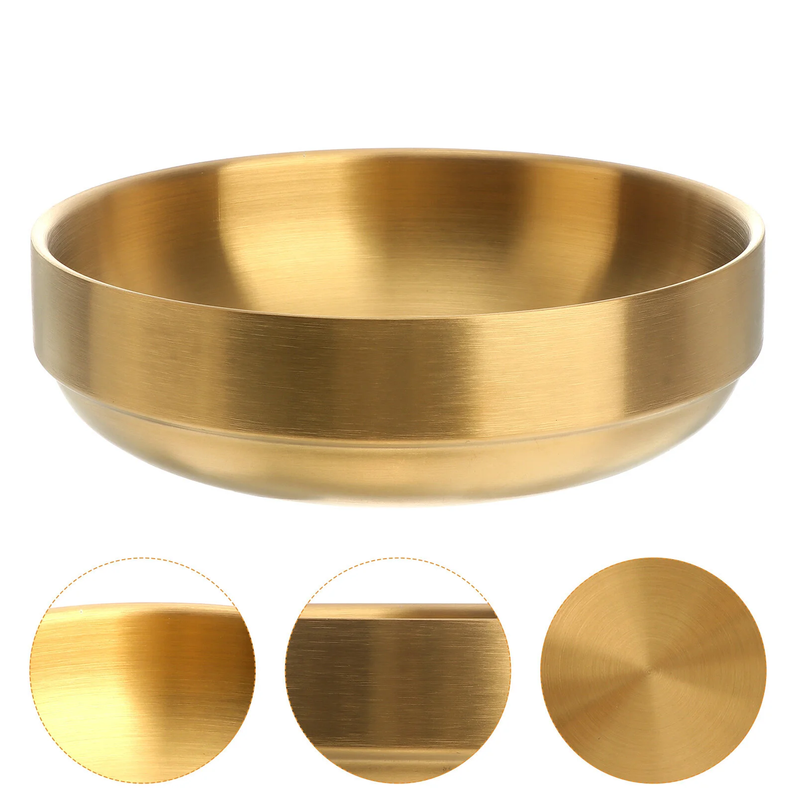 

Korean Bowl Stainless Steel Double Wall Golden Dessert Serving Bowl Vacuum Insulated Dinnerware Bowl for Home Kitchen