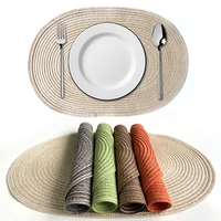 5035cm farmhouse cotton yarn table placemat oval ramie woven coaster heat resistant mat decorative dining room accessories