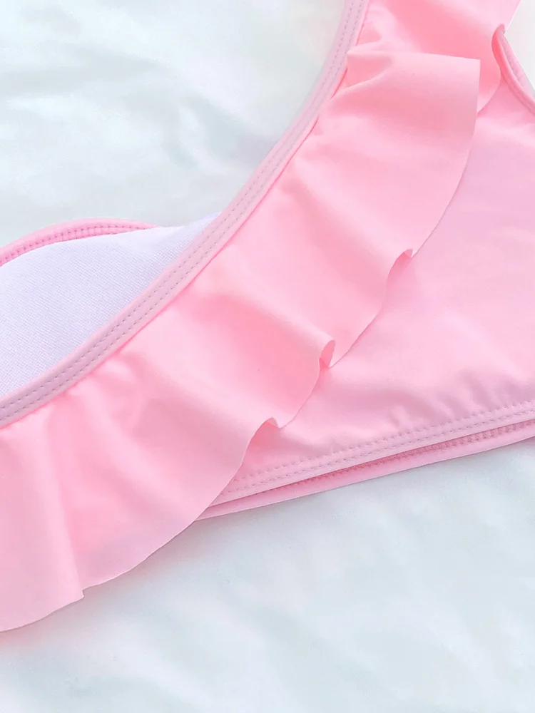 Купальник COOBBU с оборками купальник высокой талией Женский цельный костюм на одно