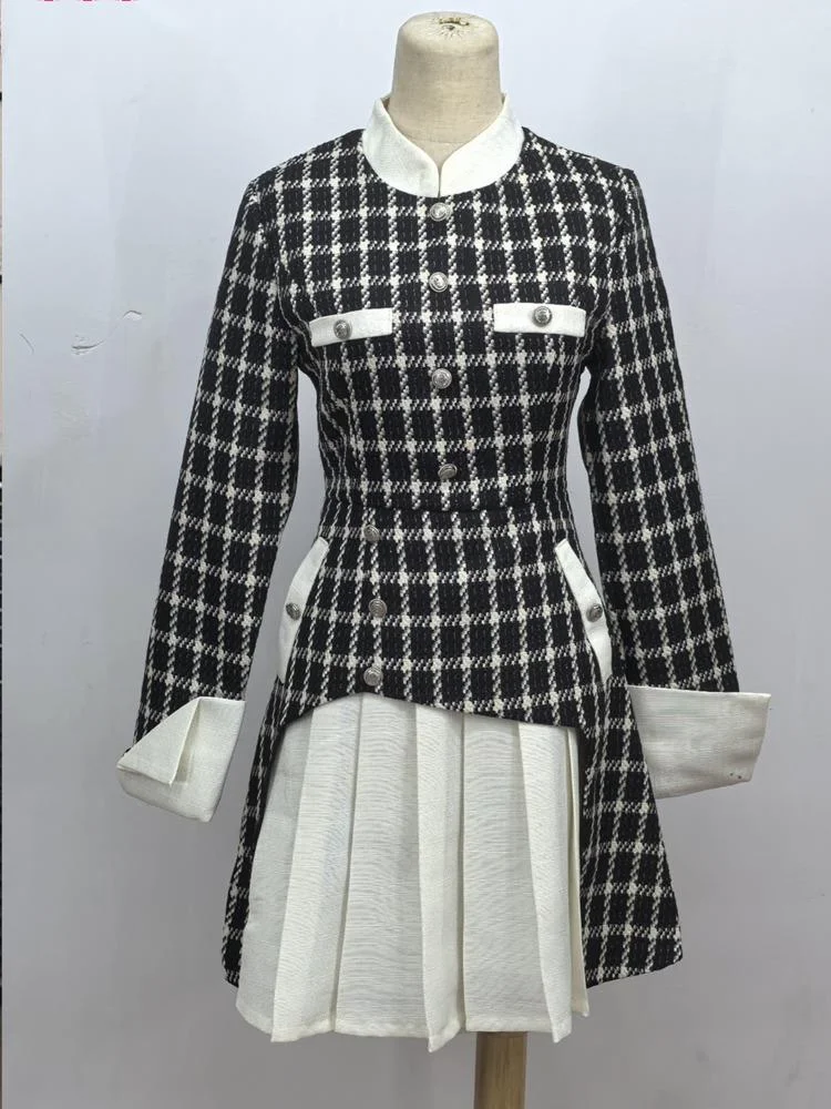 Модное дизайнерское твидовое платье для женщин осень-зима новое шикарное во