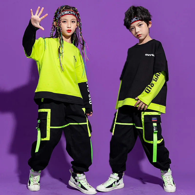 

New Children's Hip-hop Suits Boys Handsome Shirt Pants Girls Jazz Clothing Children's Catwalk Fashion Clothing
