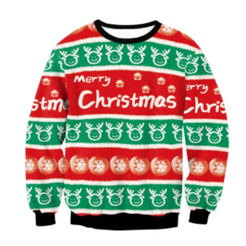 Свитшот мужской оверсайз с длинным рукавом и 3D-принтом Санта-Клауса