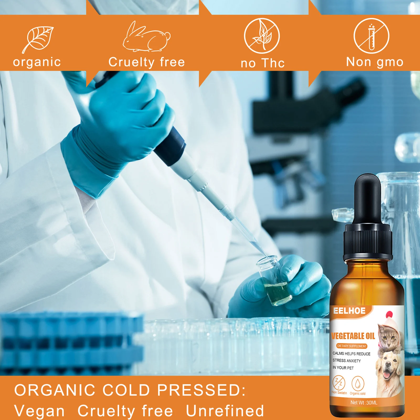 Natural Organic Calming Drops Pet Anxiety Relief Blend Essential Oil For Dogs Cats Create An Anxiety-Free Experience Skin Health |