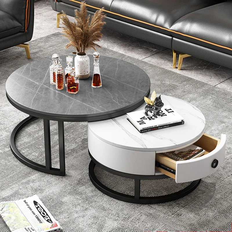 

Luxury Round Coffee Table Modern Nordic Style Side Low Coffee Table Centerpiece Bedroom Mesa Auxiliar Salon Household Items