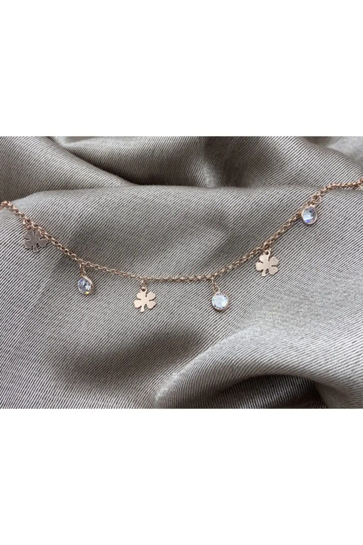 

Zircon Cz Diamond And the Pattern of Clover 925 Sterling Rose Silver Women Anklets