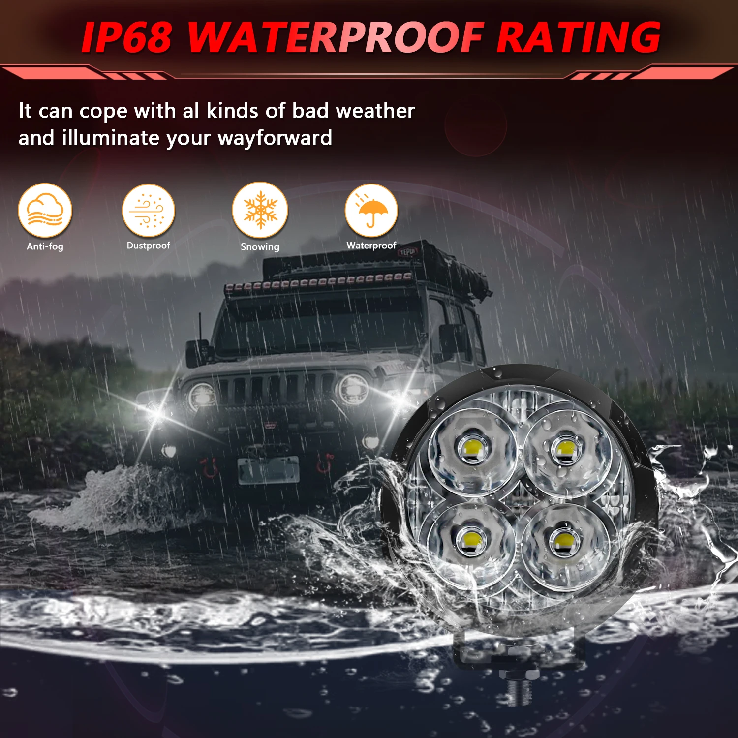 MONDEVIEW M11 Мощный круглый фонарь 10000LM 6000K 360W Подходит для внедорожников Jeeps Trucks