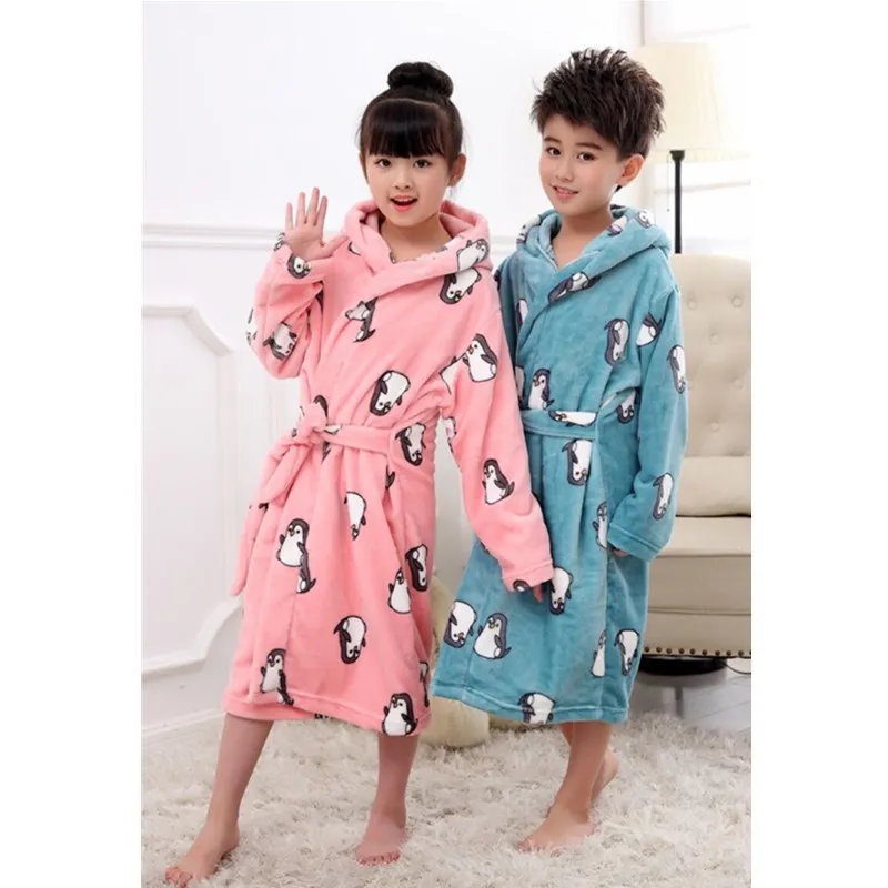 

Kids Bath Robes Boys Girls Children Bathrobes Carol Fleece Winter 6-12Years