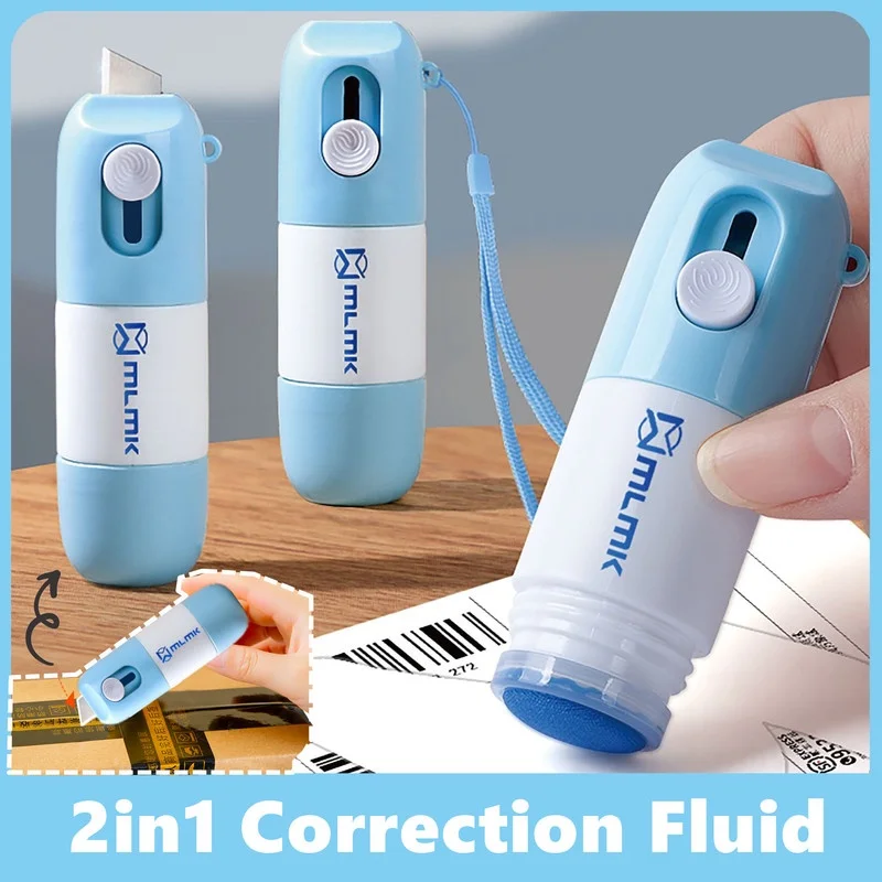 

2022 Novelty Thermal Paper Correction Fluid with Cutting Tool Box Opener Identity Privacy Protection Retractable Roller Stamper