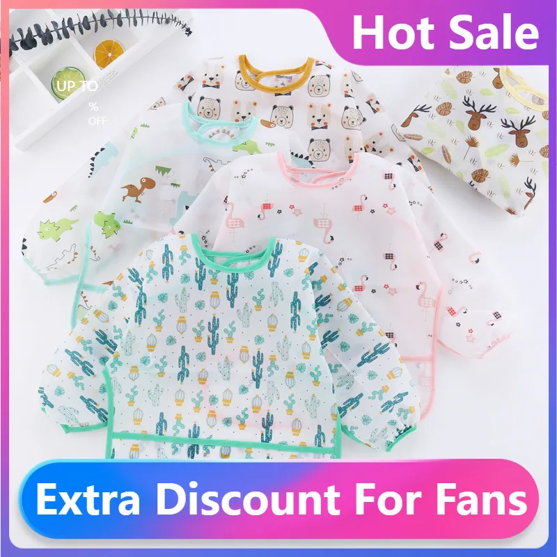 

Модная новинка, Новое поступление, водонепроницаемый фартук для кормления детей, малышей, с длинным рукавом и карманом