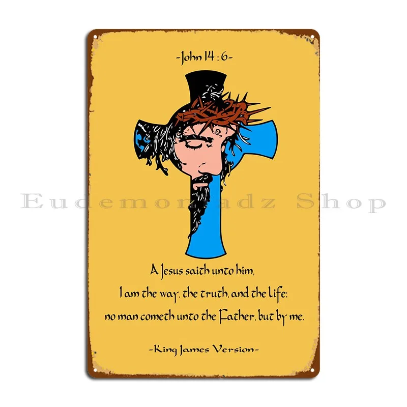 

Текст Библии Джон 14 6 металлический знак ржавый кинотеатр Настенная роспись дизайн клуба оловянный знак плакат