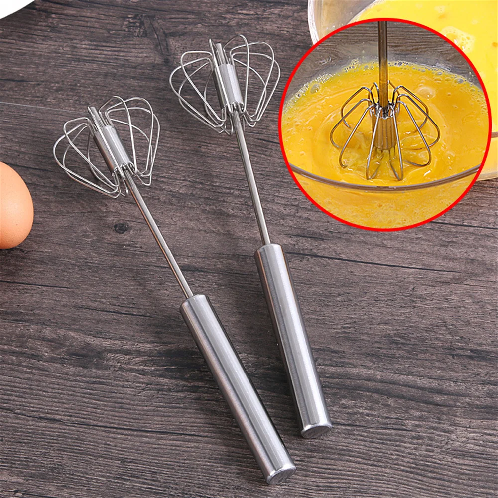 

Semi-automatic Mixer Egg Beater Manual Self Turning Stainless Steel Whisk Hand Blender Egg Cream Stirring Kitchen Supplies Tools
