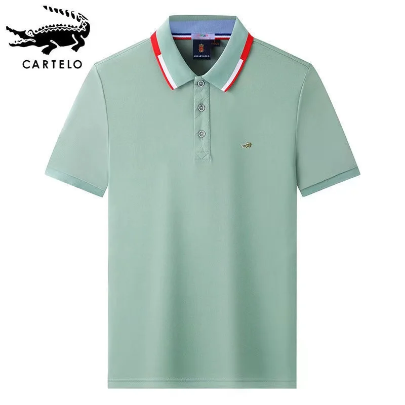 

CARTELO Summer New Men's Lapel Polo Shirt Cotton Embroidered Short Sleeve Casual Business Fashion Slim Fit Polo Shirt for Men
