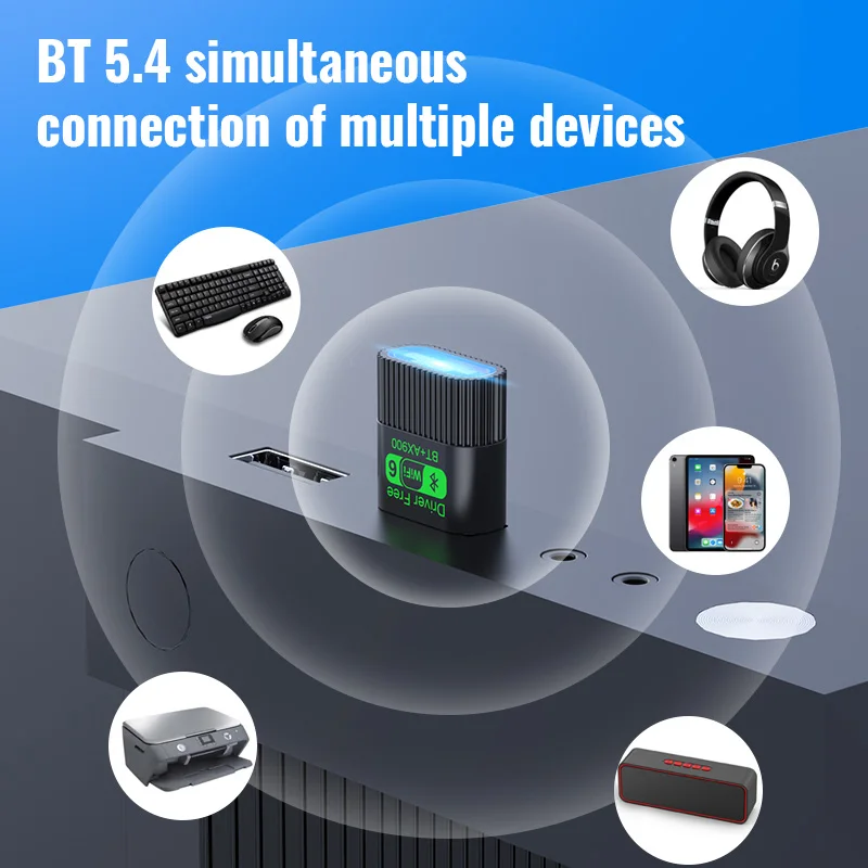 Фото KEBIDUMEI 2IN1 WIFI6 AX900 USB-карта Wi-Fi, беспроводной адаптер Bluetooth 5,4, двухдиапазонный приемник 2,4/5 ГГц, 900 Мбит/с для Win10/11 №3