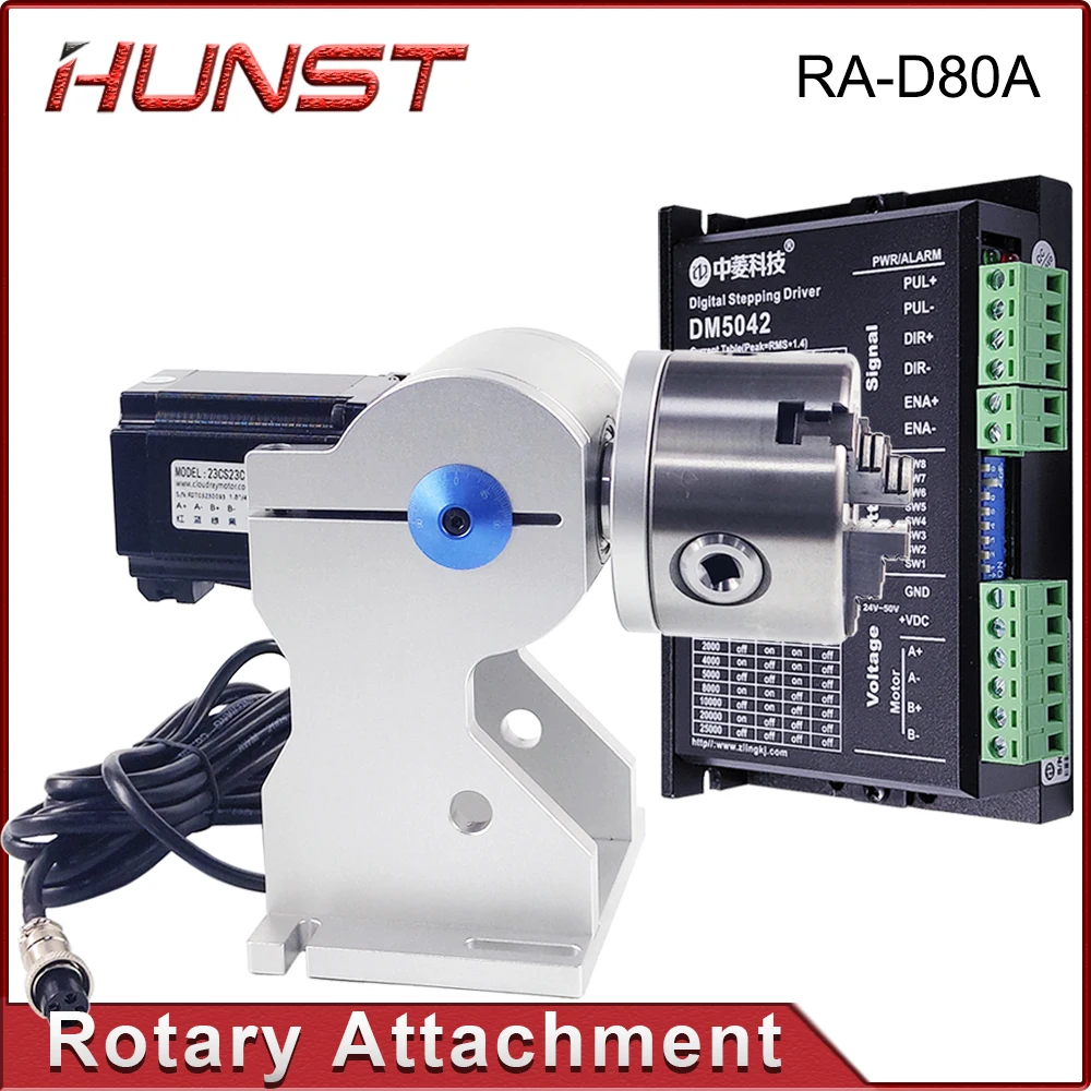 

Hunst Rotary Attachment RA-D80A Rotary Device with Three Chuck +DM5042 Driver for UV CO2 & Fiber Laser Marking Machine