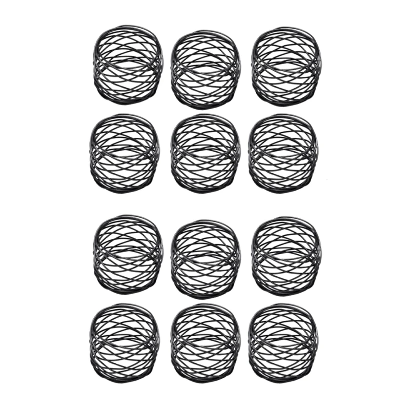 Decorations Black Napkin Rings Set Of 12 Metal Mesh For Weddings Dinner Parties Or Every Day Use