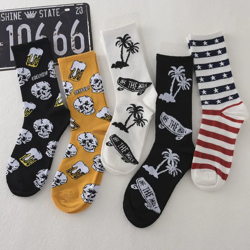 Носки мужские в стиле Харадзюку модные креативные с принтом уличная одежда