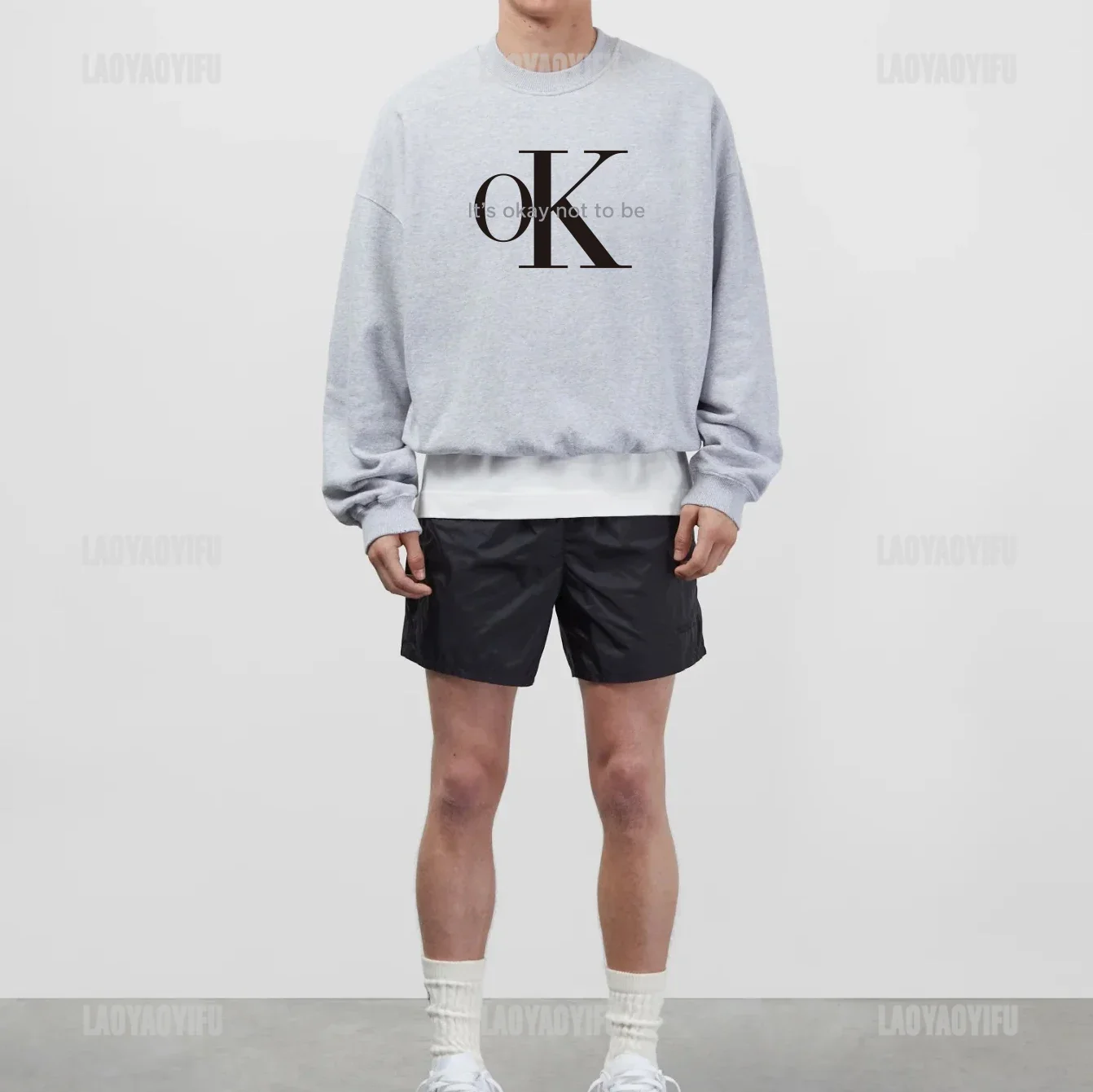 Толстовка SAYKO It's OK с принтом со слоганом в стиле Харадзюку уличная одежда ретро