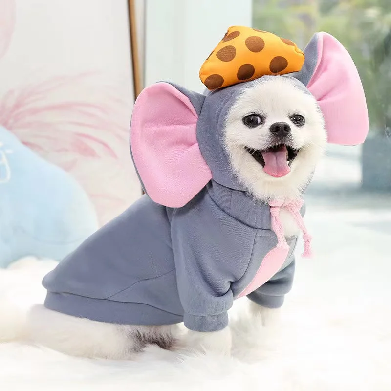 

Dog Hoodies Cute Mouse Small And Medium-sized Dogs Cats Warm Thick Comfortable Autumn Winter Clothing Puppy Kitten Pet Supplies