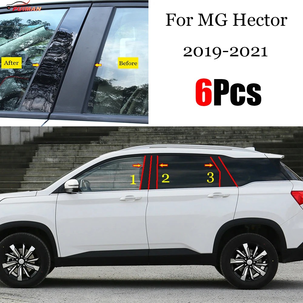 

Новое поступление, Лидер продаж, 6 шт., полированные столбики для окон MG Hector 2019, 2020, 2021, отделка окон, BC столбик, Стик