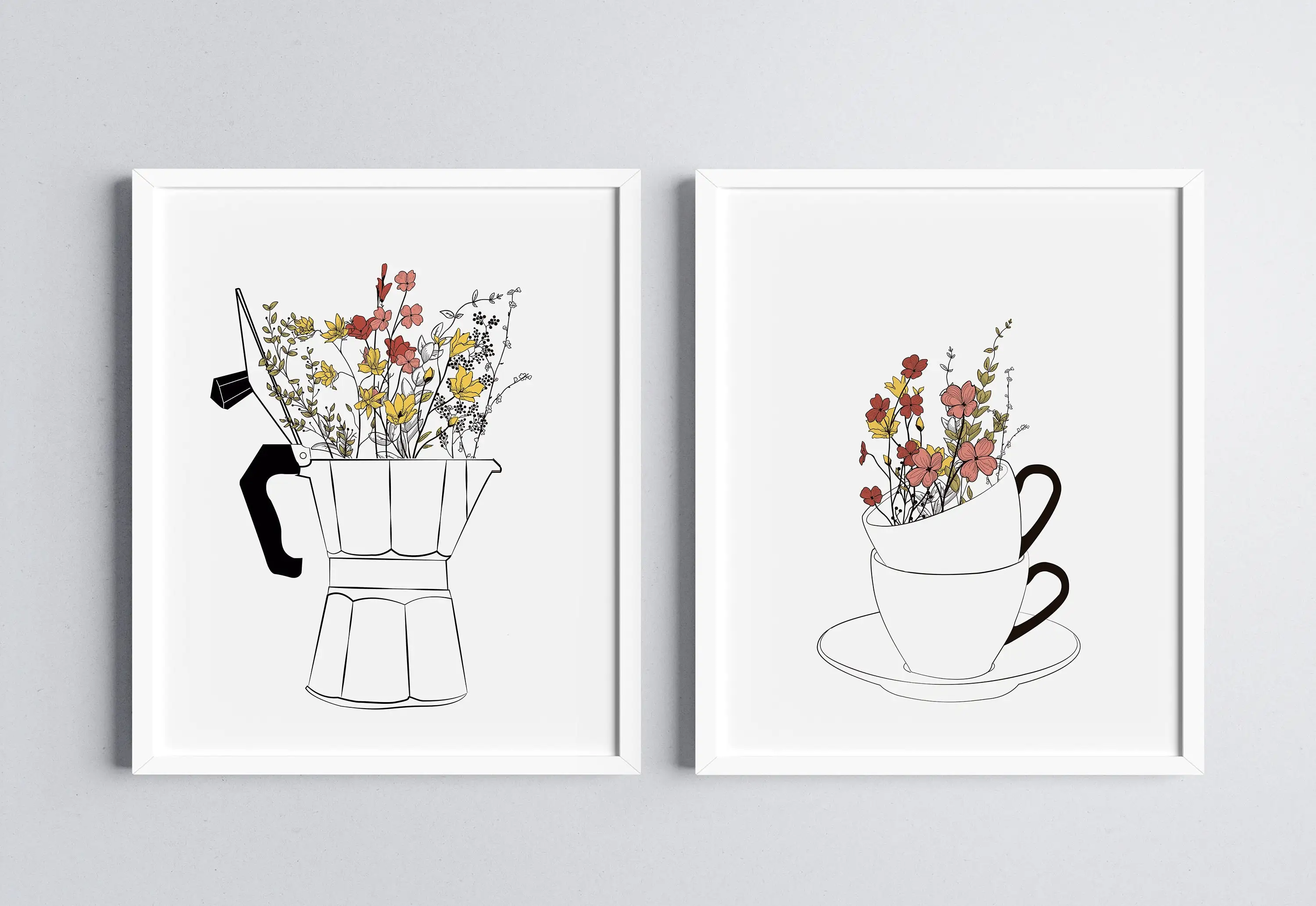 Минималистичная Кухонная Кружка С Цветочным Принтом Настенная Художественная