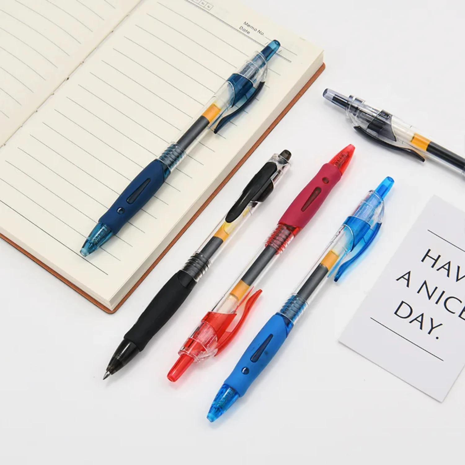 Roise Retractable Gel Pens Set Black/Red/Blue Ink Ballpoint Writing Refills Office Accessories School Supplies Stationery