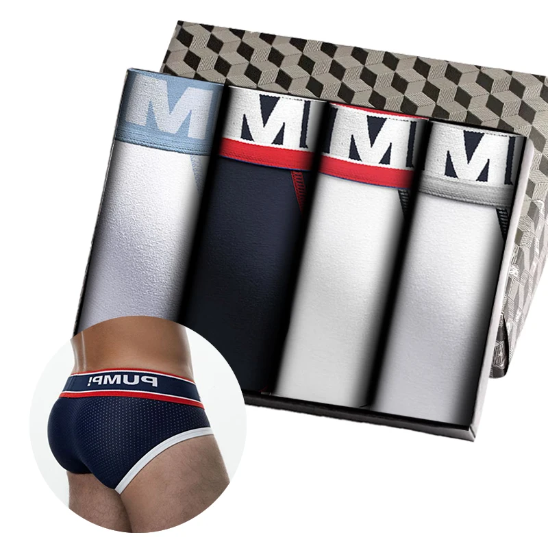 

4Pcs Quick Dry Jockstrap Underwear Man Brief New Brand Cotton Slip Gay Sexy Men's Panties Briefs Men Underpants Clothes