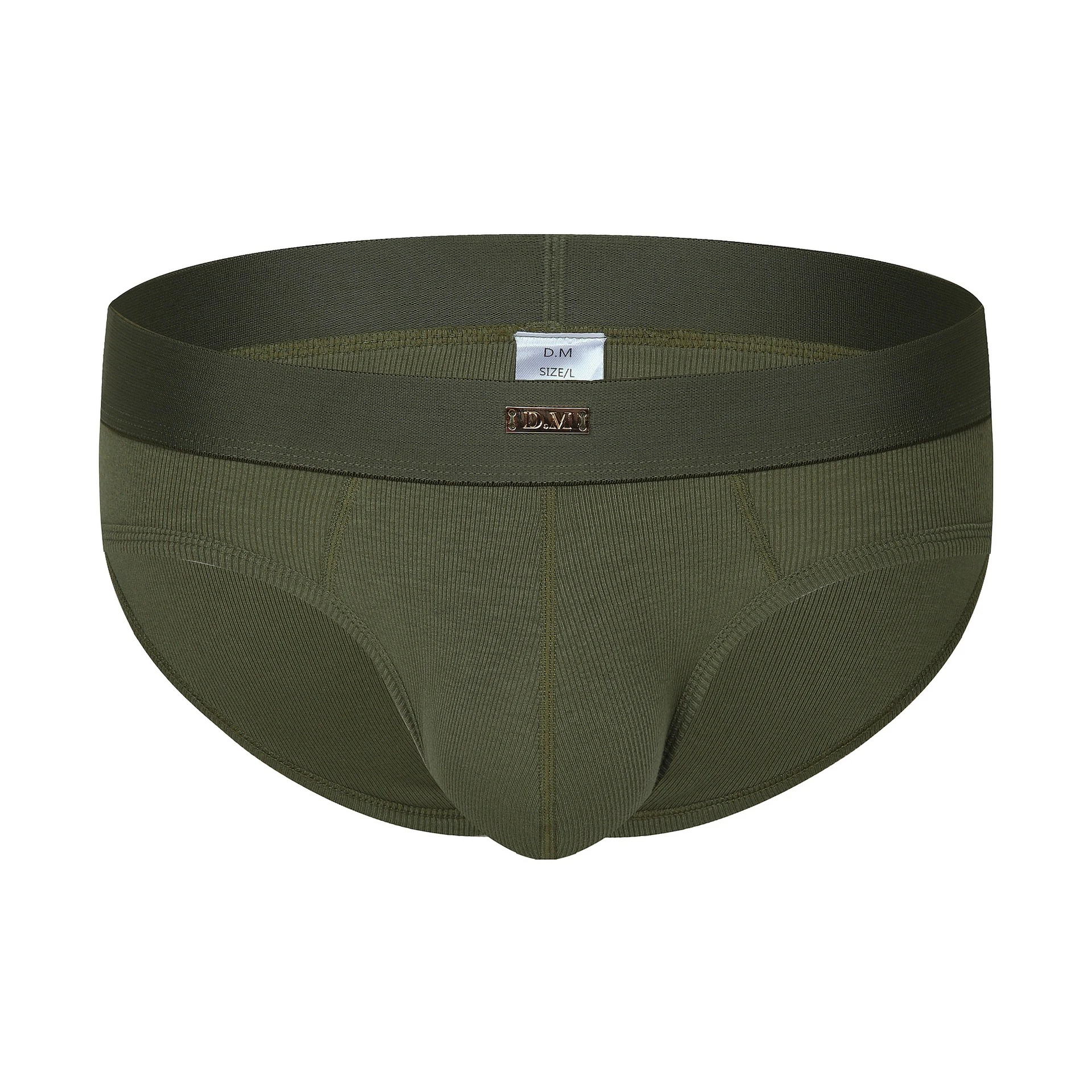 Men's Underwear Wide Waist Solid Color Cotton Modal Soft Breathable Briefs Basic Bottom Metal Label Simple Style Underpants