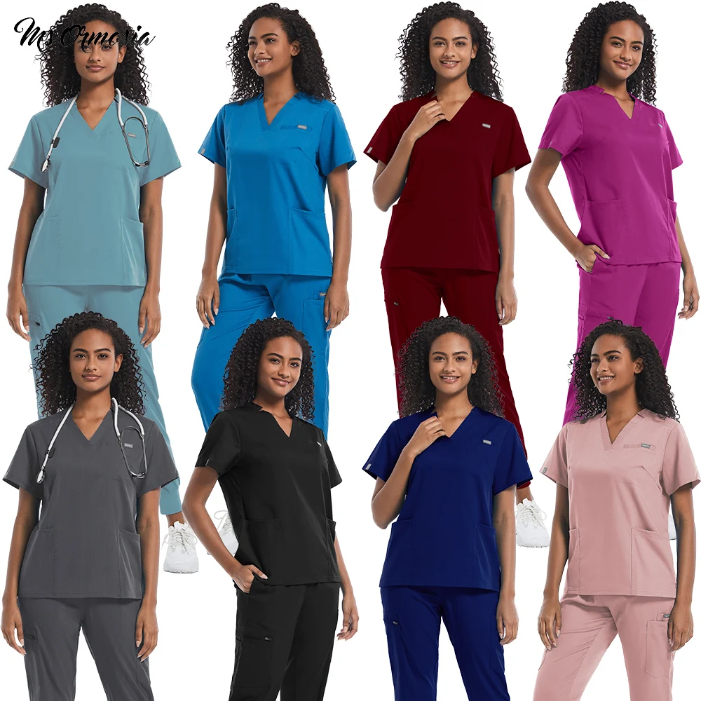 

Рабочая Униформа унисекс, медицинские медсестры, скрабы, комплекты, бриджи с коротким рукавом, штаны для бега, лабораторная одежда, Пылезащитная одежда для медсестер и хирургов