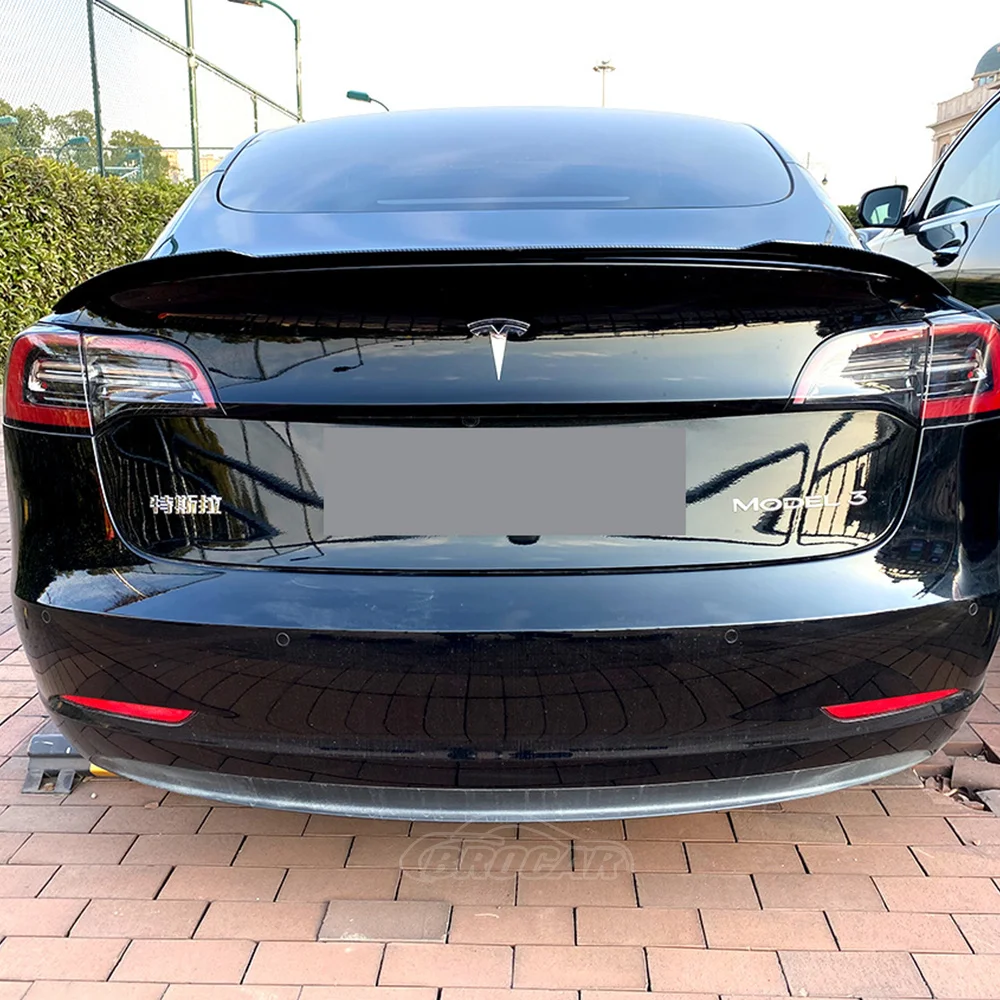 

For Tesla Model 3 2017 2018 2019 2020 2021 Car Trunk Spoiler Bright Black Spoiler Car Trunk Tail Spoiler Auto Parts Decoration