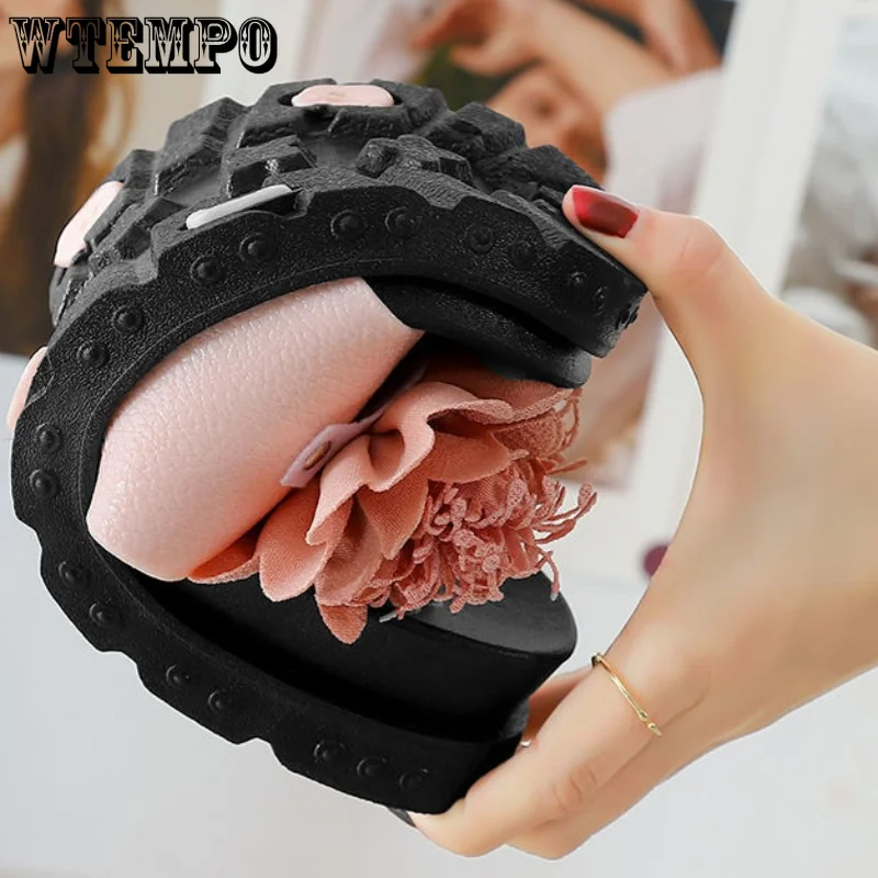 WTEMPO Fashion Women Slippers Summer Beach Platform Shoes Flower Sandals Outdoor Soft Non-slip Flip Flops Dropshipping