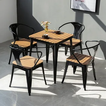 Outdoor dining table and chair combination wrought iron open-air bar balcony garden cafe milk tea leisure bar table