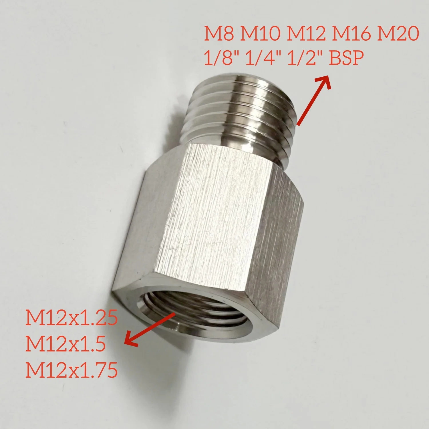 

Переходник фитинга из нержавеющей стали 304 M12x1,25 M12x1,5 на M8 M10 M12 M16 M20 1/8" 1/4" 1/2" BSP