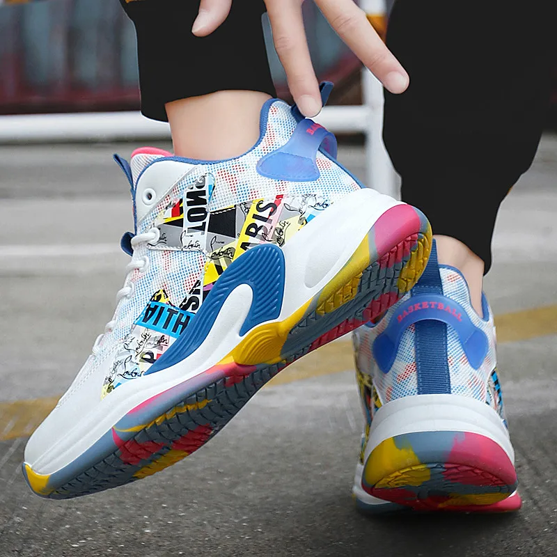 Fashion Printed White High-top Men's Basketball Shoes Platform Mens Trainers Outdoor Autumn Winter Women's Sports Shoes Baskets