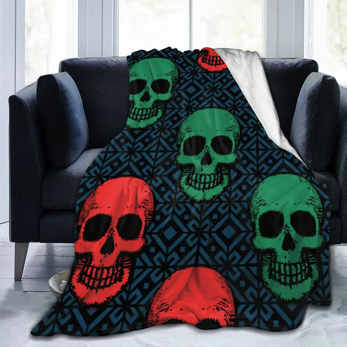 

Уникальное одеяло для друзей, красочные черепа, иллюстрация, прочное супермягкое удобное домашнее Подарочное одеяло