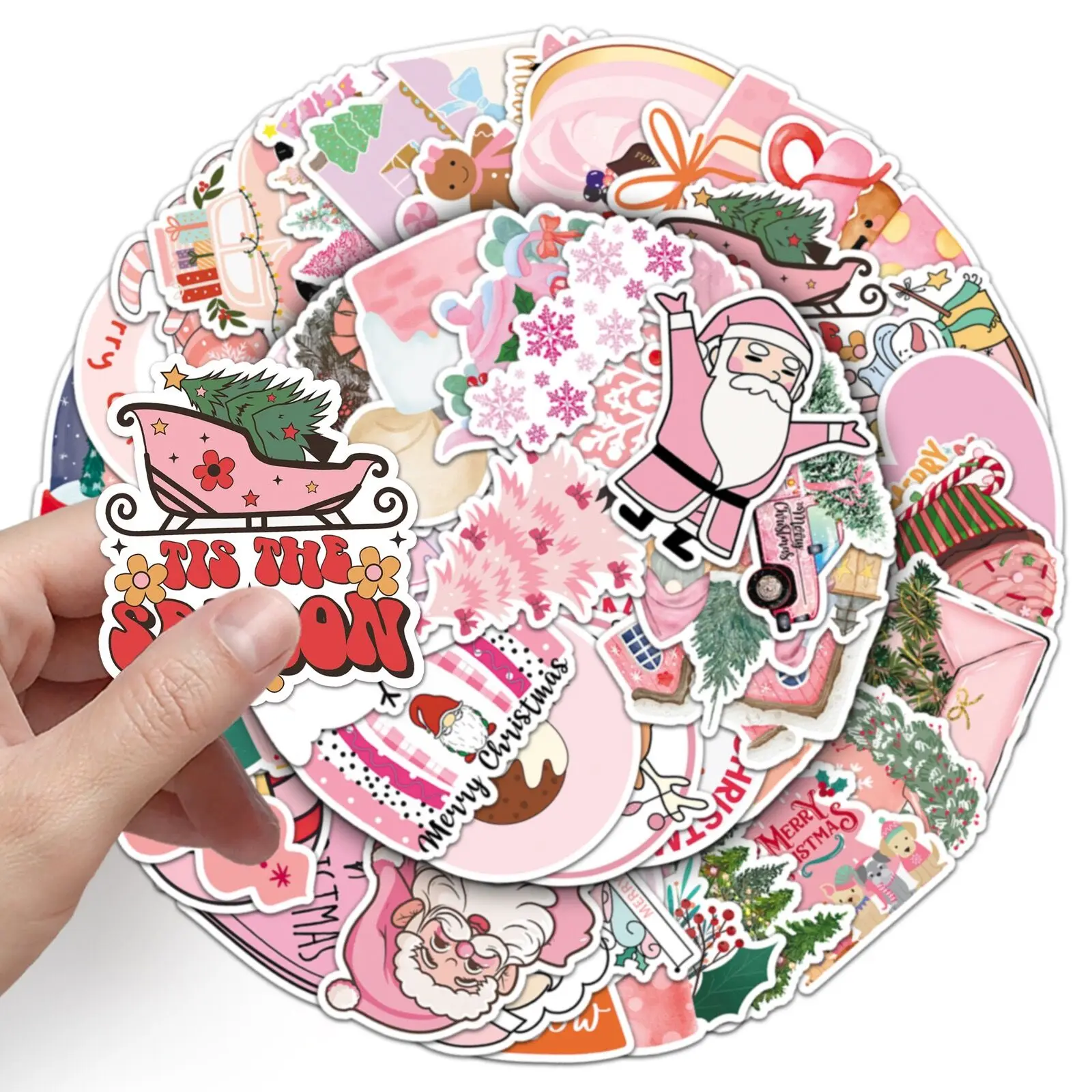 Декоративные наклейки с рождественским принтом 10/50 шт