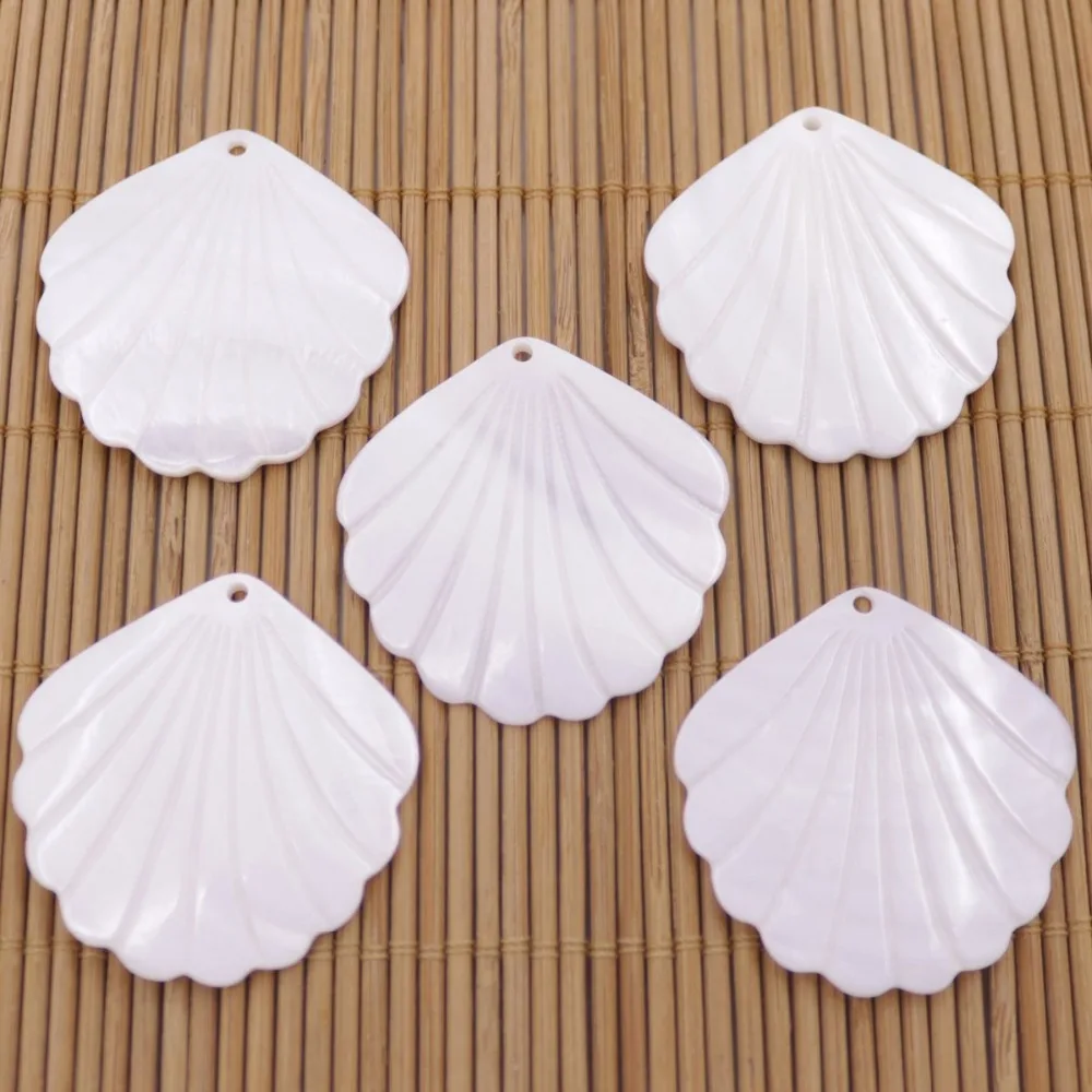 

5 PCS 38mm Shell Natural White Mother of Pearl Charms Pendants fan