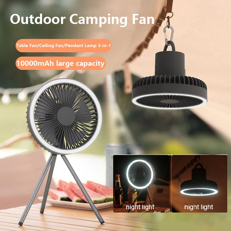 

Портативный походный вентилятор ZK20, перезаряжаемый вентилятор, Подвесная лампа для палатки, 10000 мАч, Уличное оборудование для кемпинга, фонарик