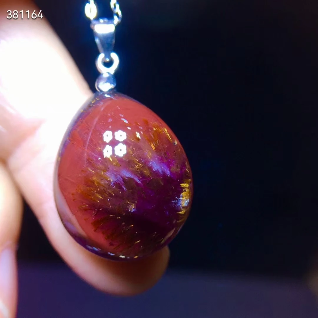 

Natural Cacoxenite Red Auralite 23 Pendant Necklace 21.4/17mm Water Drop Women Men Purple Auralite 23 Crystal Jewelry AAAAA