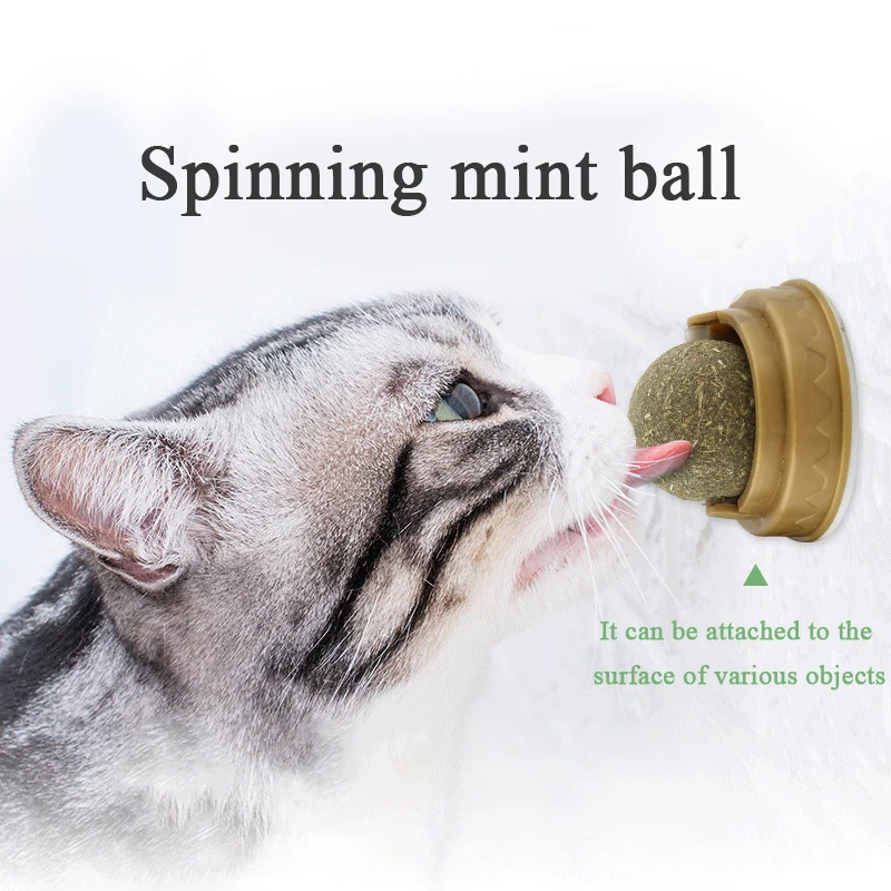 

Natural Catnip Balls Removes Hair Balls To Promote Digestion Cat Grass Cat Mint Rotatable Wall Stick-on Ball Pet Toys Snack