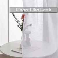 great quality cream white cotton linen like sheer curtains for living room bedroom window tulle veil solid voile kitchen drapes