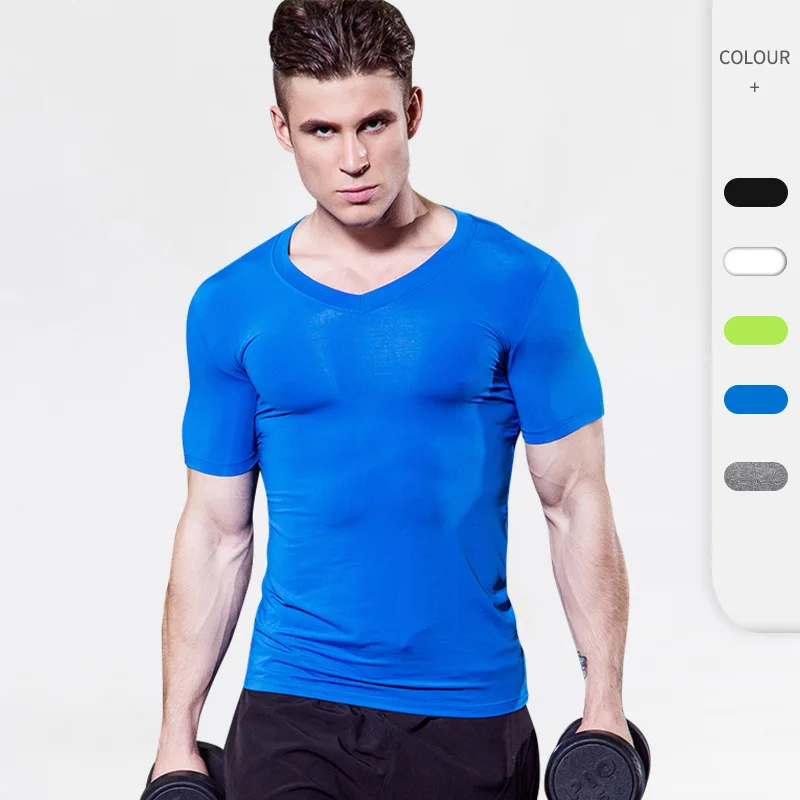 

Men V-neck tight-fitting short-sleeved fitness running training sells high-elastic quick-drying T-shirt clothes