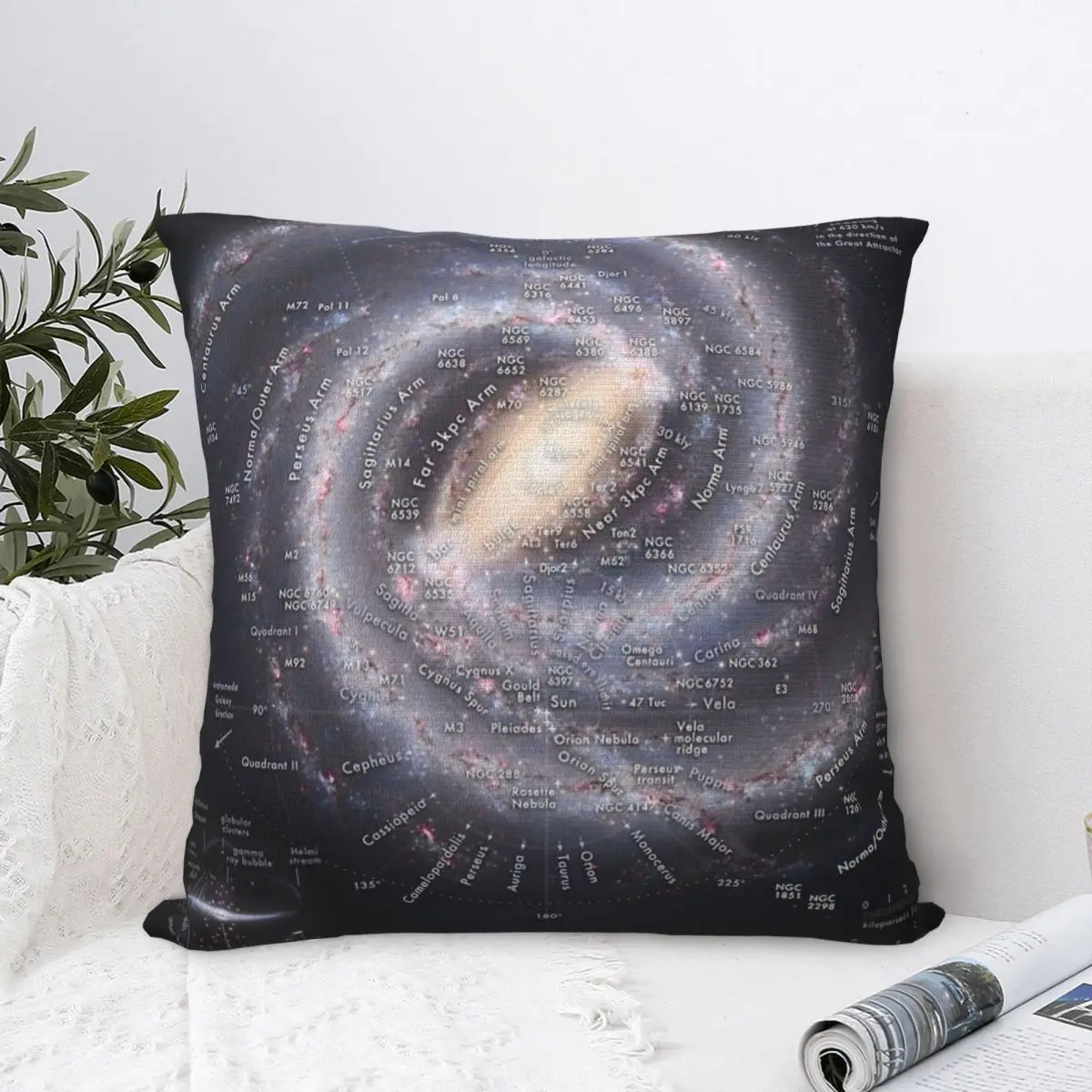 Чехол для подушки на молнии с изображением карточки Галактики