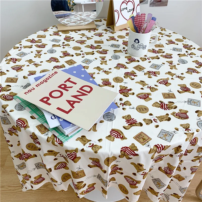 

Cute Tablecloth Table Cover Tassel Cotton Linen Picnic Cloth Modern Table Cloth Red Background Sweets Table Decor