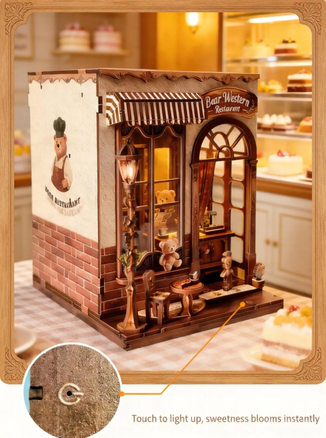 Фото Набор для создания книжного уголка Bear Dessert House: миниатюрный кукольный домик, деревянный 3D-пазл, модель книжной полки, подставки для книг, декор для дома №4