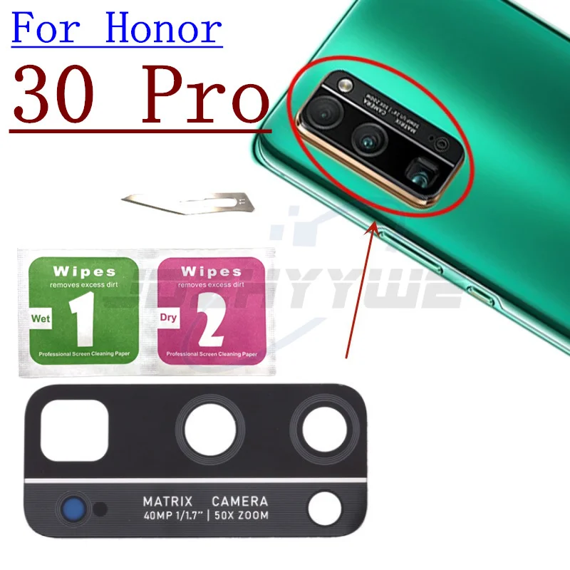 Стеклянный объектив задней камеры 2 шт. с наклейкой для Huawei Honor 7c 8s 9 Lite 9i 9a 9x10 20i 20 30