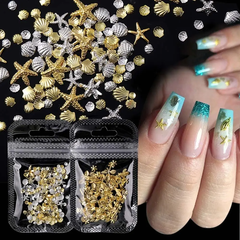 

1 Pack Mix Shapes 3D Sea Starfish Shell Conch Snail Nail Rhinestones Manicure Accessories Leaves Nail Drills Nail Charms